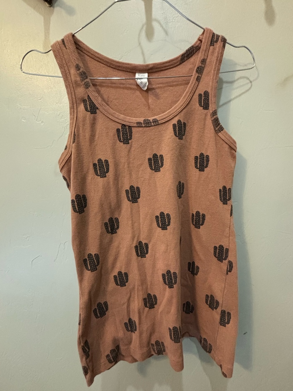Kate Quinn | Organic Cotton Ribbed Tank | Cactus | Warm Neutral Tones | EUC | XS